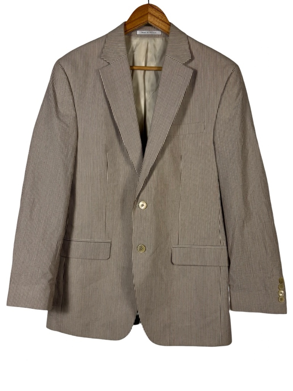 Lauren Ralph Lauren Brown White Seersucker Sport Coat Blazer Men’s 38R 2 Button